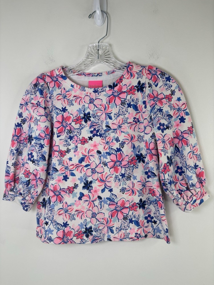 Lilly Pulitzer Girls Top Pullover Long Sleeve Floral Print Multicolor Size 12/14