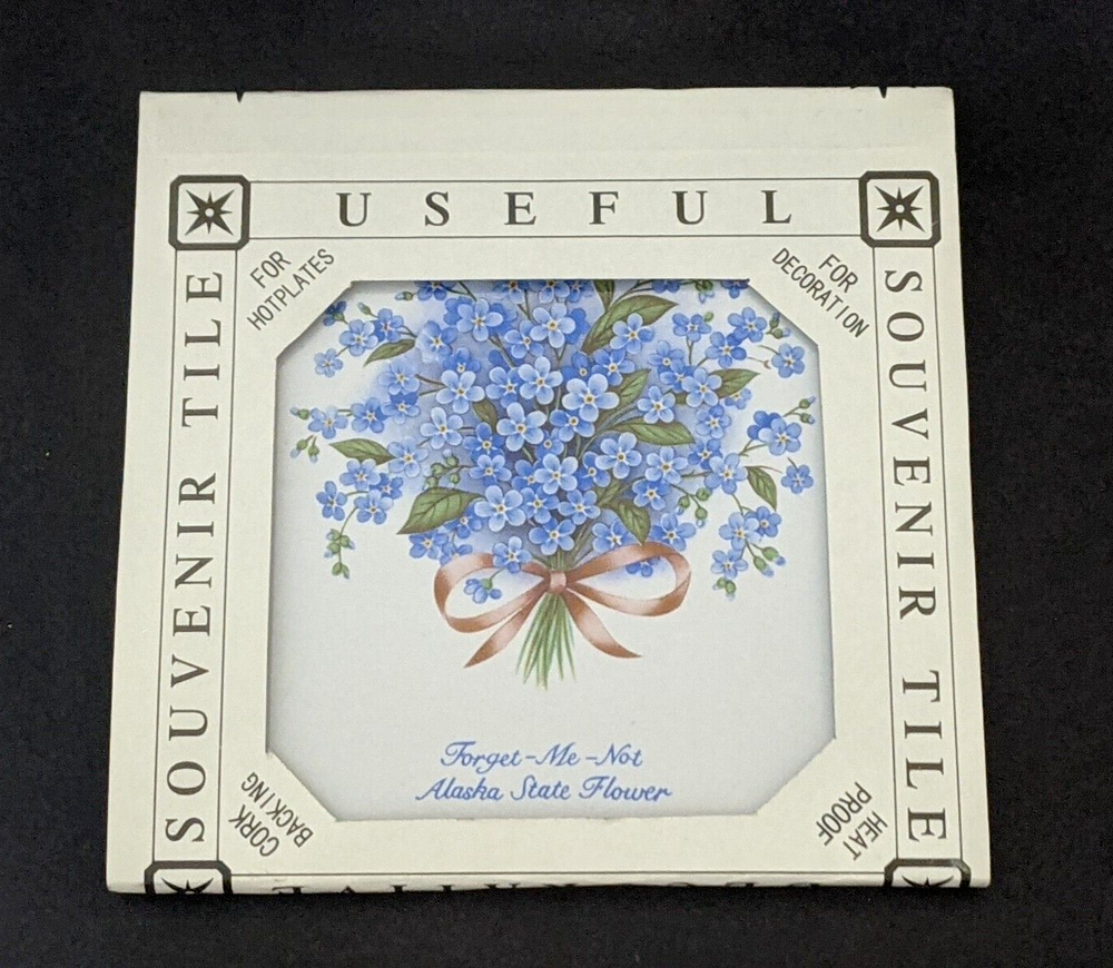 Aslaska State Flower Forget Me Not Blue Flowers Souvenir Tile Trivet Wall Decor