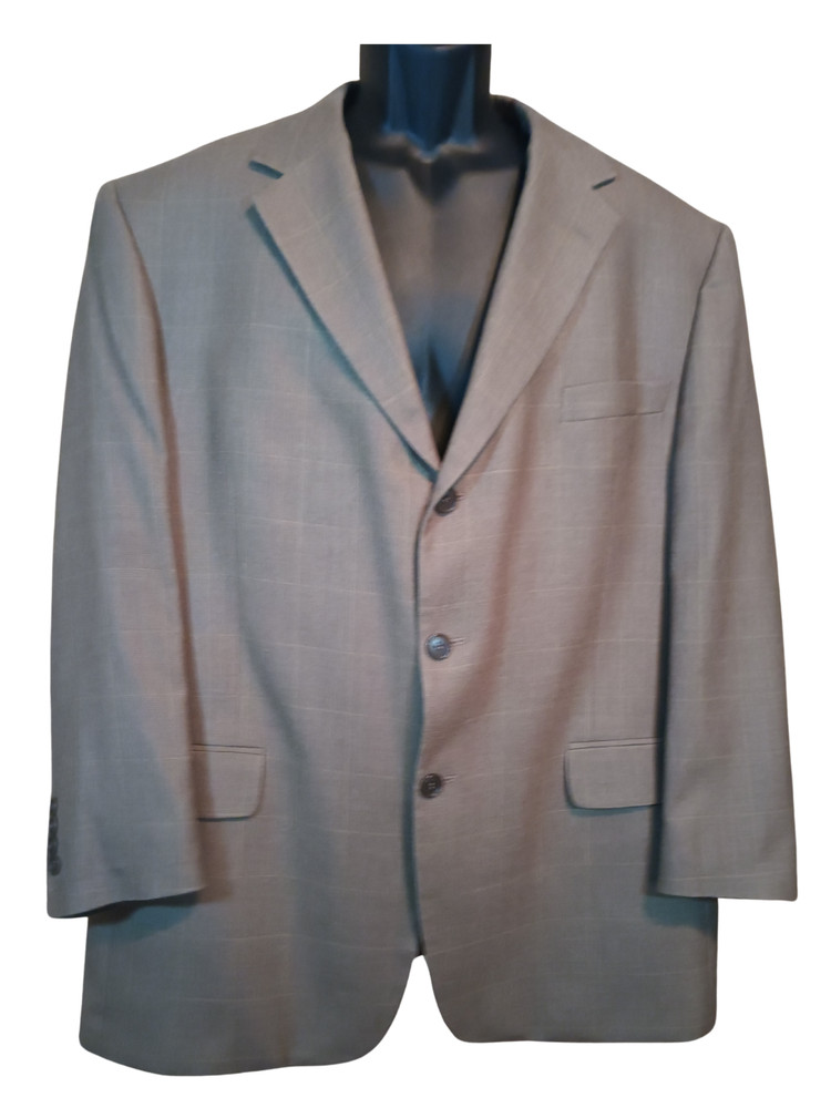 Andrew Fezza 46R Men’s Silk Wool Blazer Sport Coat Brown Windowpane – Free Ship