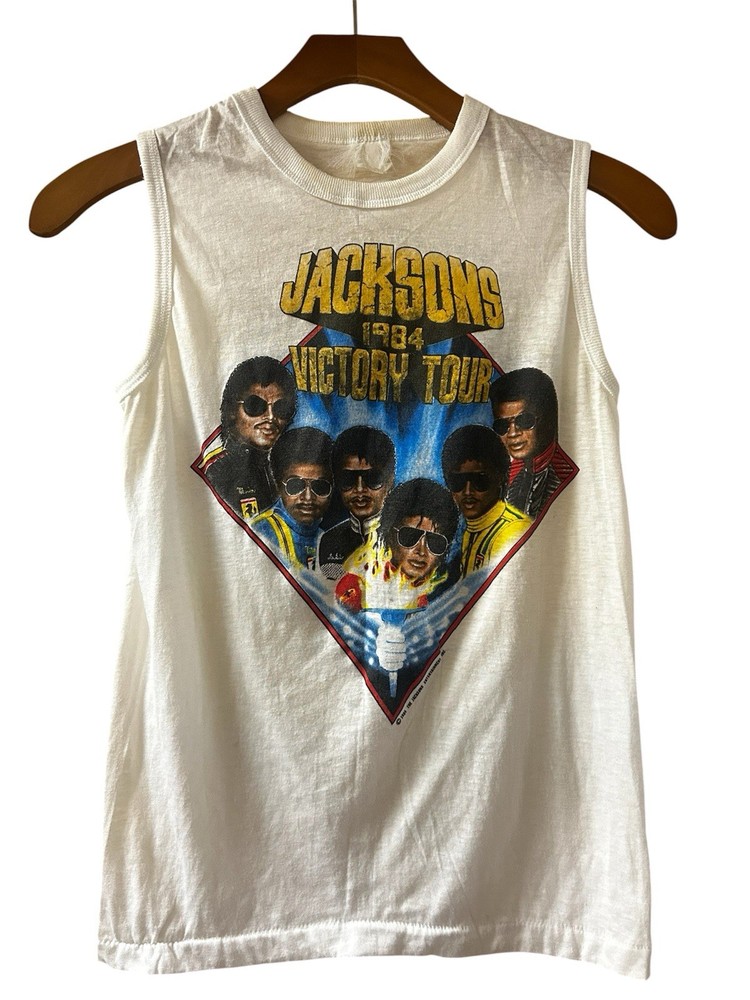 Michael Jackson Jacksons 1984 Victory Tour Vintage Graphic Sleeveless Tee M