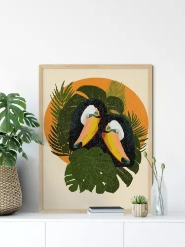 Parrot Tropical Boho Wall Art poster Choose your Size