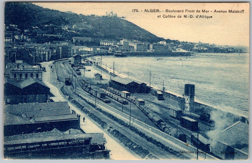 Antique Postcard Boulevard Front DE Mer Algiers, Algeria 1910s