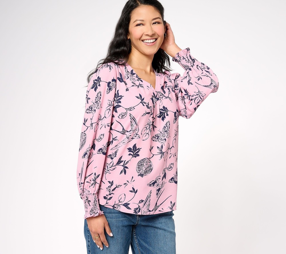 Belle by Kim Gravel Women's Top Sz XL Chinoiserie Print Multi-colored A605818