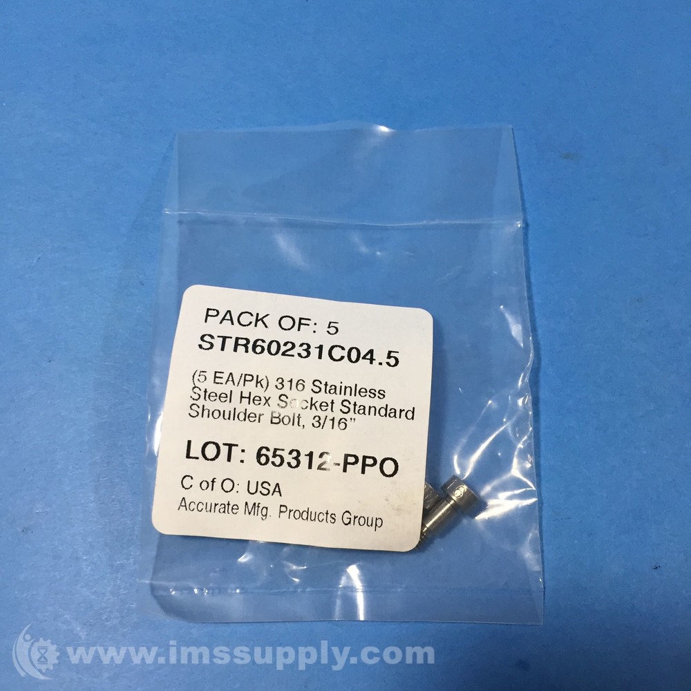 Accurate STR60231C04.5 316 Stainless Steel, Hex Socket Bolt 3/16