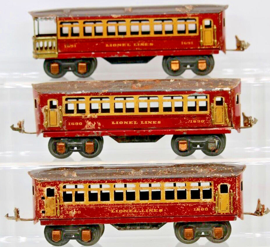 Lionel 1690 1691 Prewar O Gauge Passenger Cars Lot 3 Lionel Lines 1:48