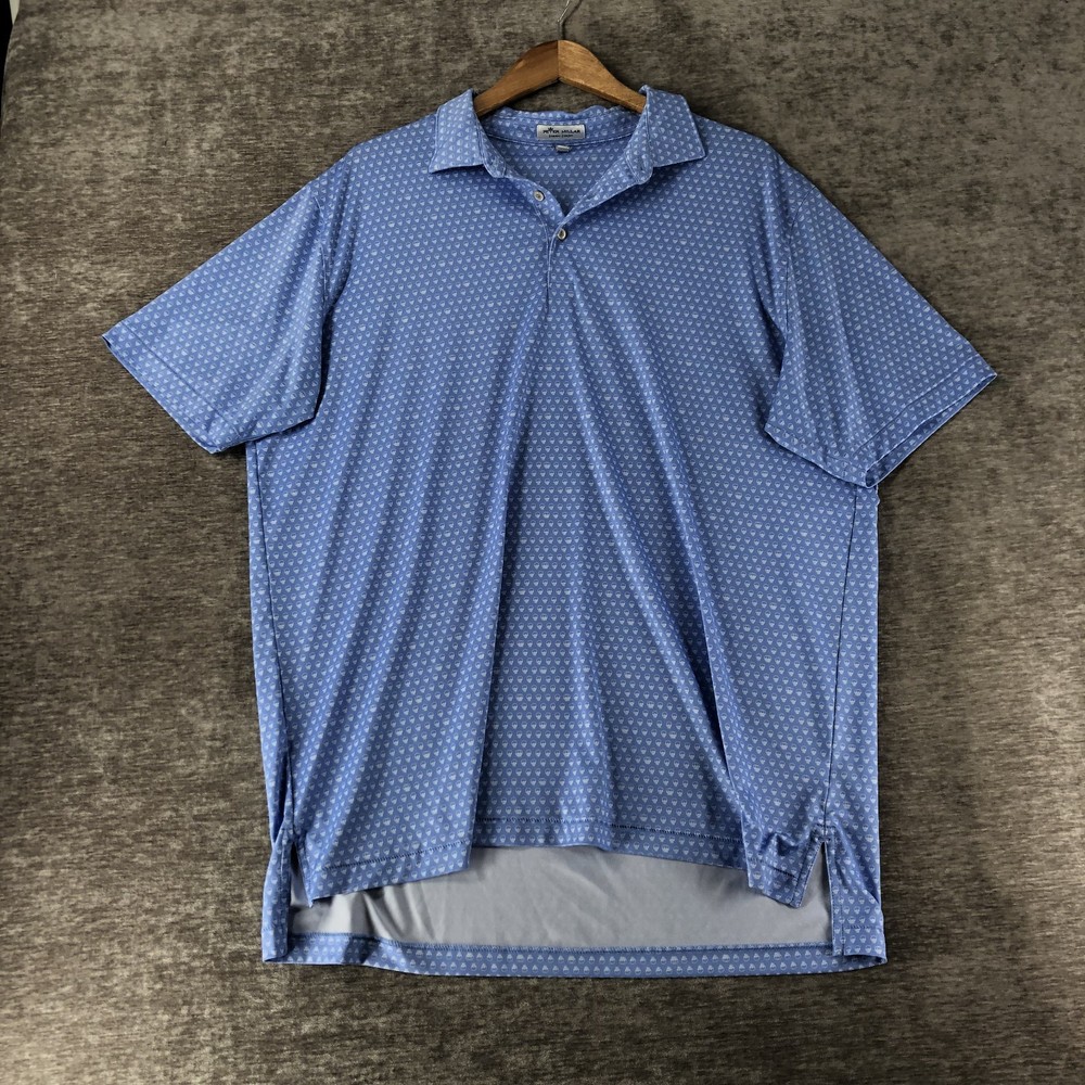 Peter Millar Summer Comfort Skull Print AOP Geometric Men's Golf Polo Shirt XL