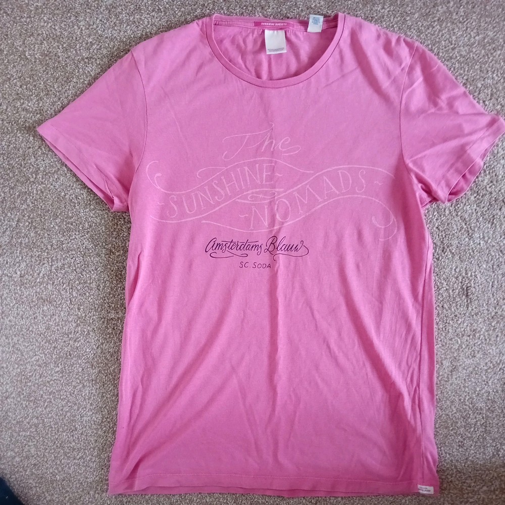 Scotch & Soda Men's Pink Cotton Summer T-Shirt, Size M