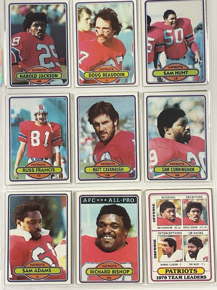 1980 Topps Football New England Patriots Team Set - Lot Of 18 Cards