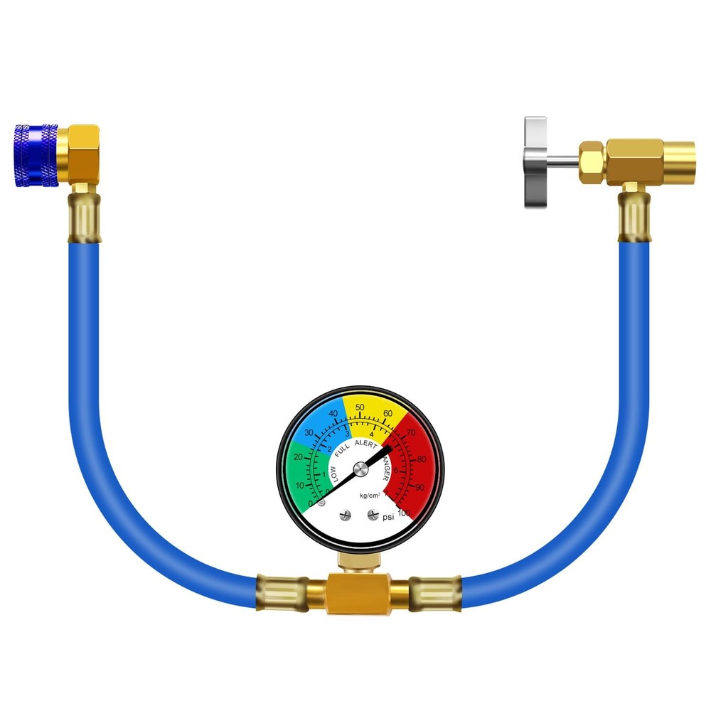 R134A AC Recharge Kit with Gauge - Car Air Conditioning Refrigerant Hose-image