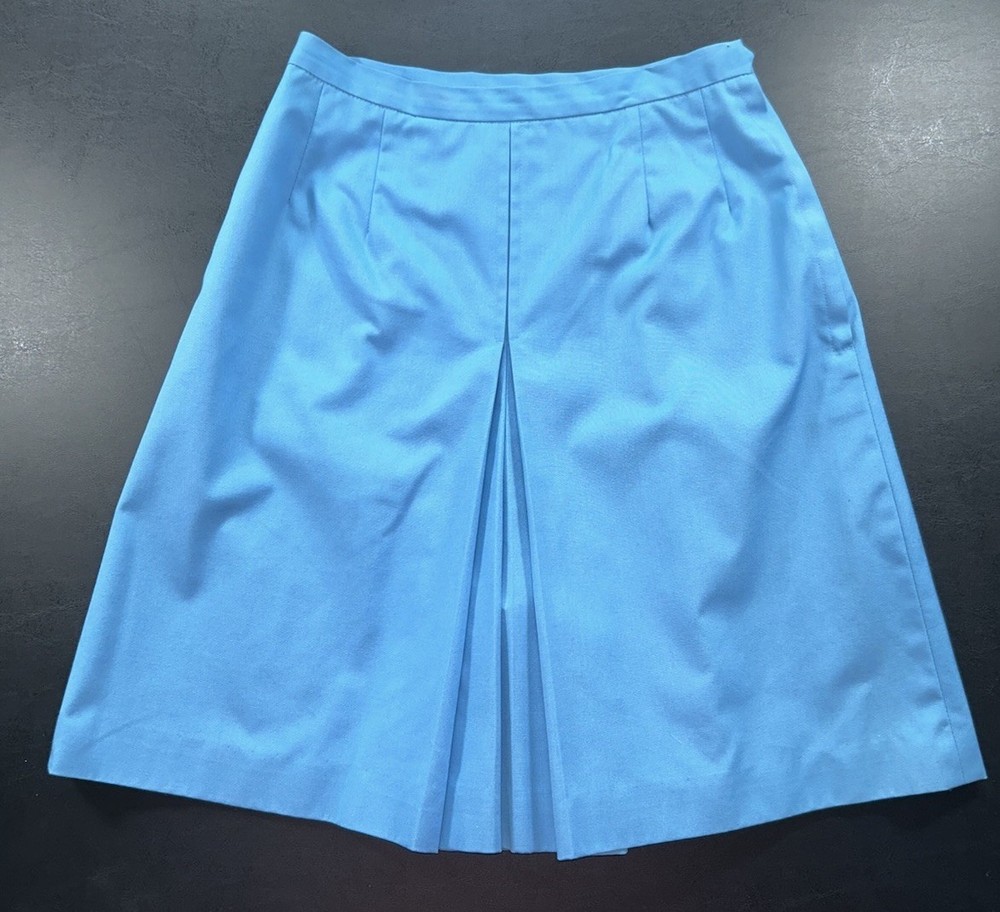 Vintage 70s Sears Roebuck Preppy Light Blue Tennis Golf Midi Skirt Size 12