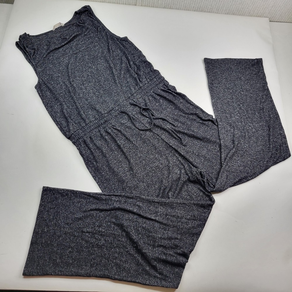 Soft Surroundings Women's Size Large Grey Marbella Cowl Neck Drawstring Jumpsuit