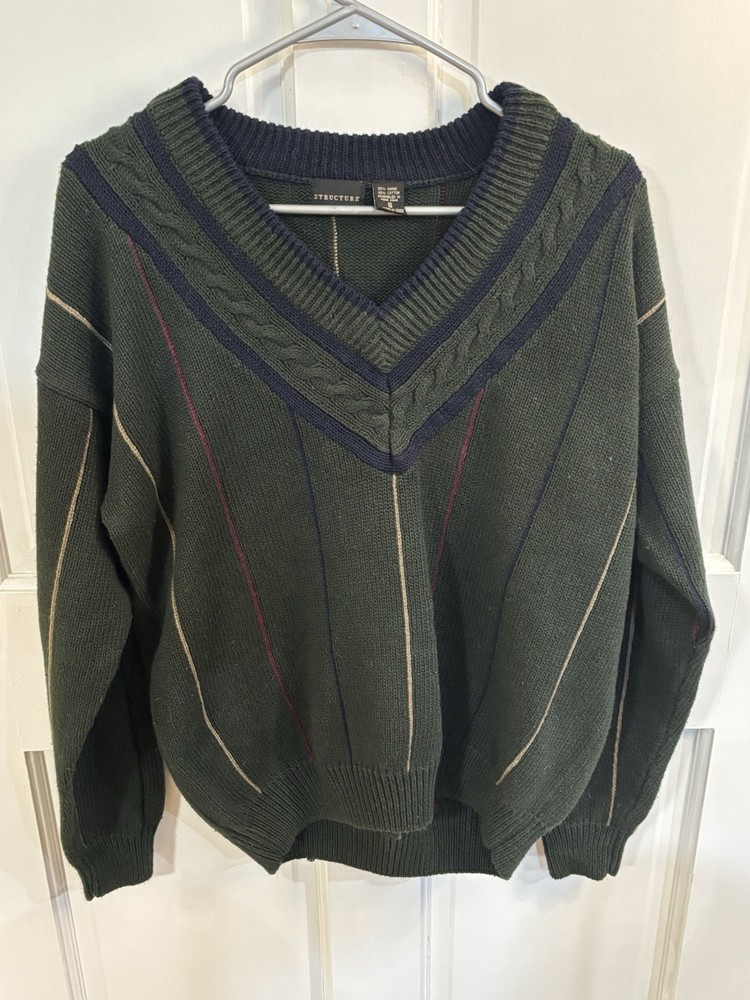 Vintage Structure Sweater Mens Sz S Tennis Nautical V Neck Knit Hong Kong