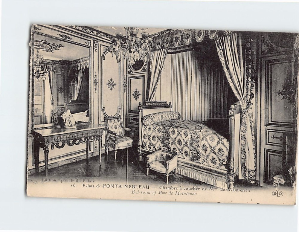 Postcard Bedroom of Madame de Maintenon Château de Fontainebleau France