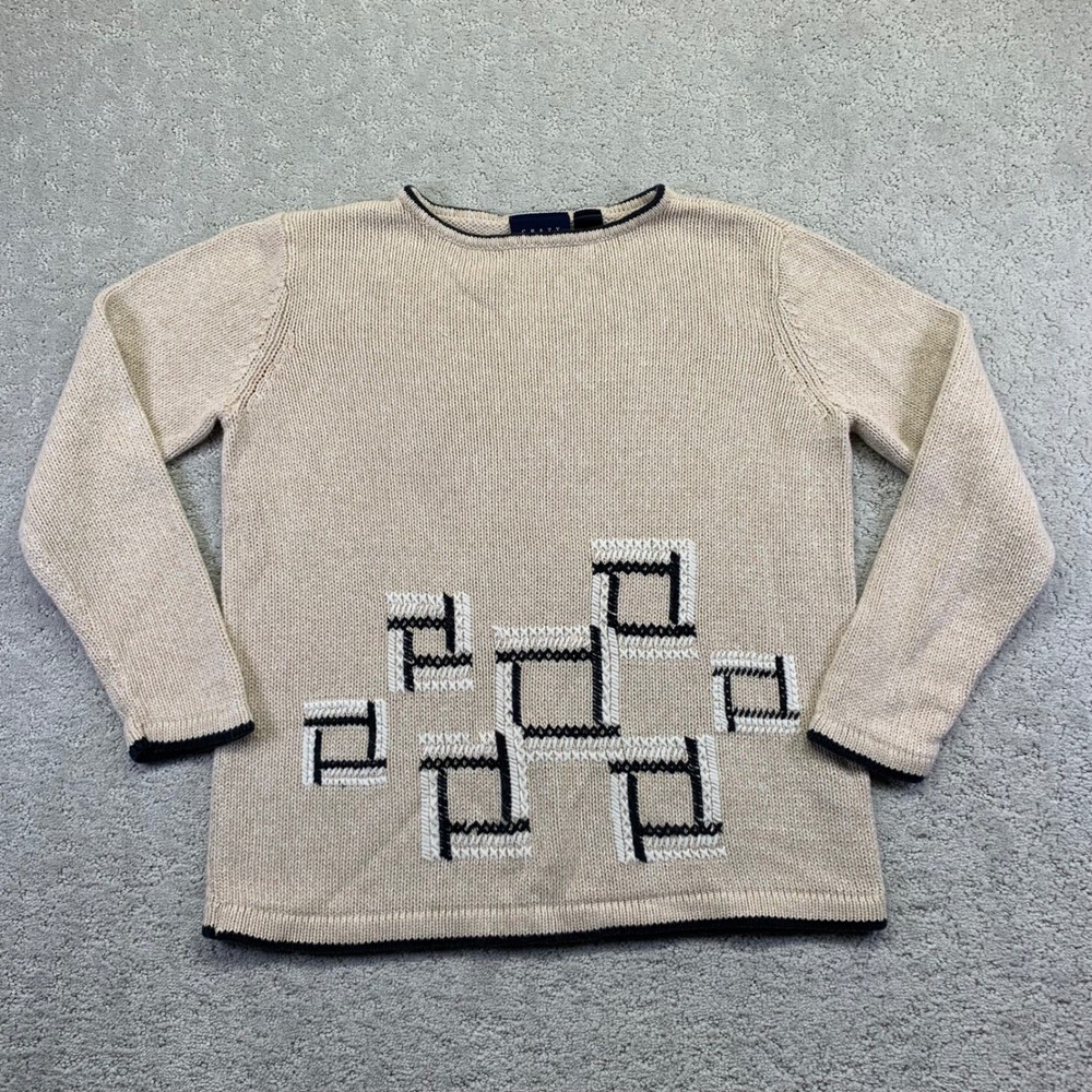Crazy Horse Liz Claiborne Women's Knit Sweater Size Small Geometric Pullover