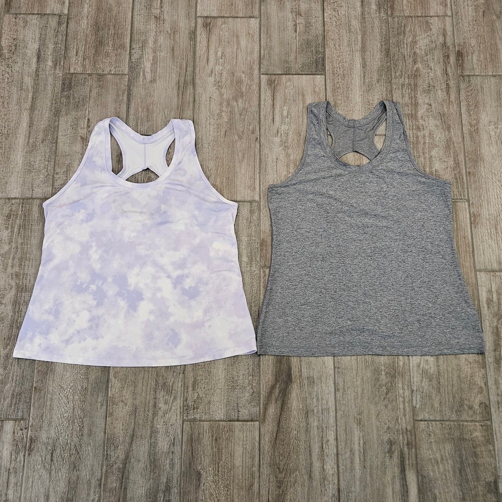 Athleta Tank Top Women’s Size XL & 1X Lot of 2 Gray Tie-Dye Racerback Workout