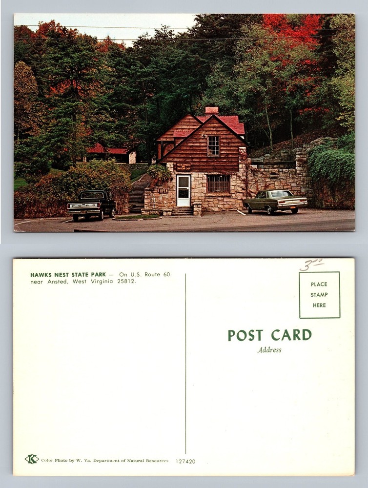 Ansted, WV-West Virginia, Hawks Nest State Park Office Vintage Postcard