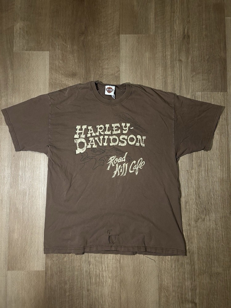 Looney Tunes Harley Davidson Faded Brown Graphic T-Shirt, Size XL, Distressed