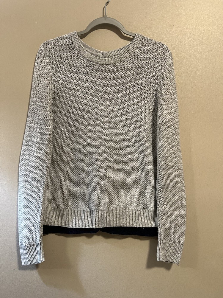 Madewell Women’s Long Sleeve Knitted Gray/Black Cotton Blend Sweater Size M