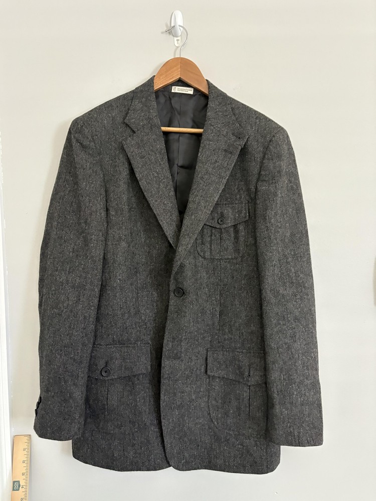Perry Ellis Blazer Mens 40 Regular Gray Wool Blend 2 Button Tweed Sport Coat