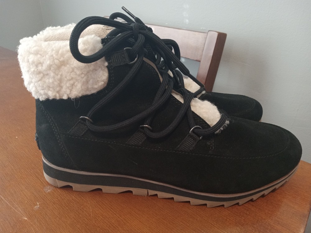 SOREL Womens Harlow Sherpa-Lined Suede Chelsea Boot Size 11 Black NL4345