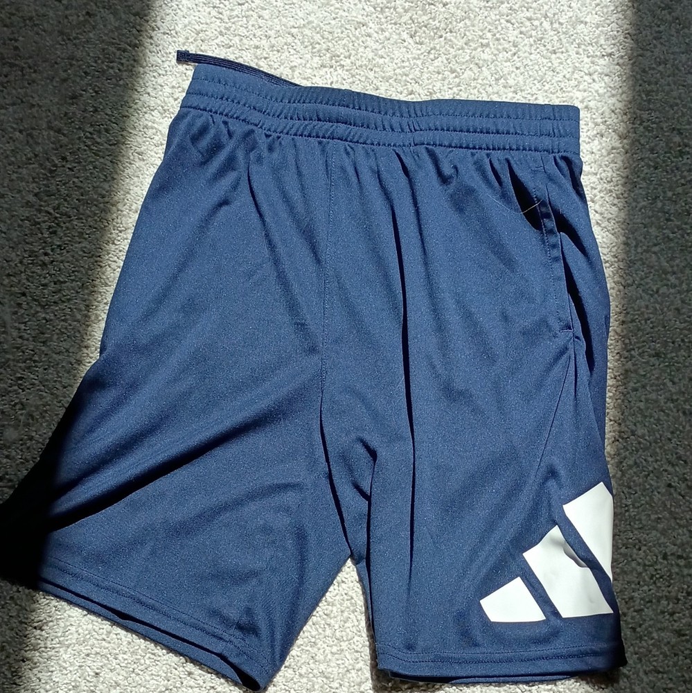 adidas Men's Athletic Shorts Navy Blue Regular Fit Polyester Size L