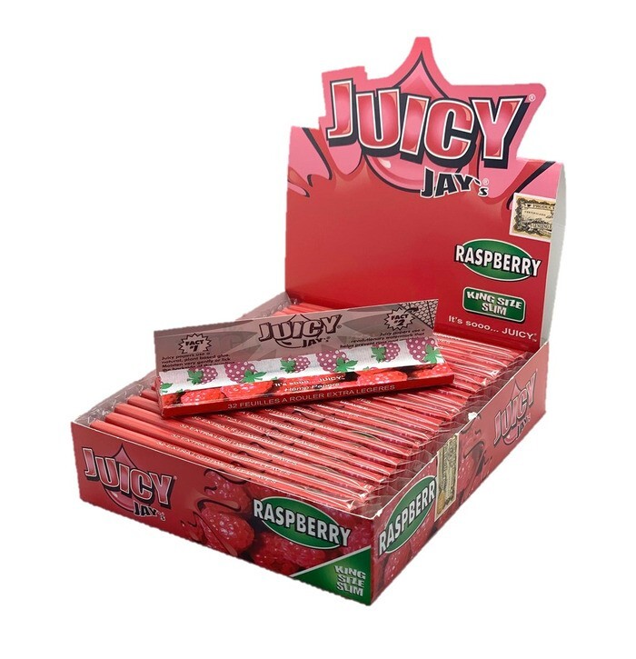 Juicy Jay’s Raspberry King Size Rolling Papers – 24pcs Display Pack