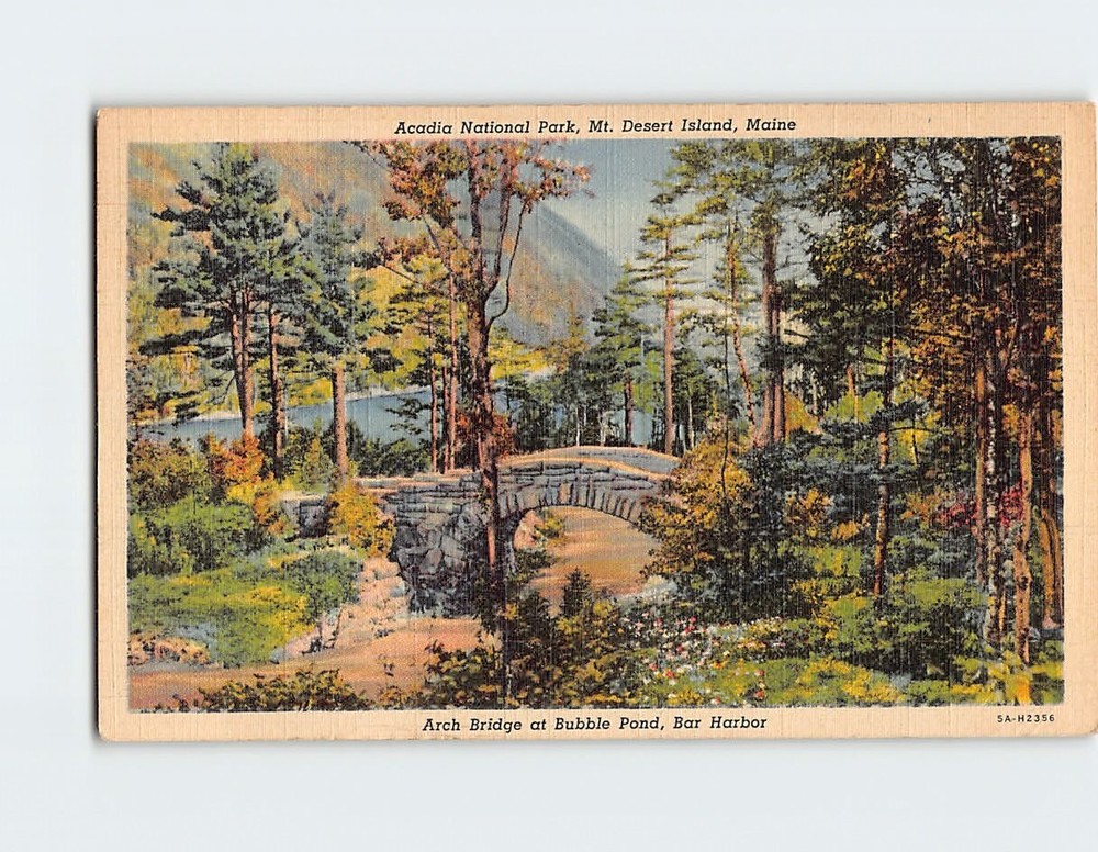 Postcard Arch Bridge Acadia National Park Mt. Desert Island Bar Harbor Maine USA-image