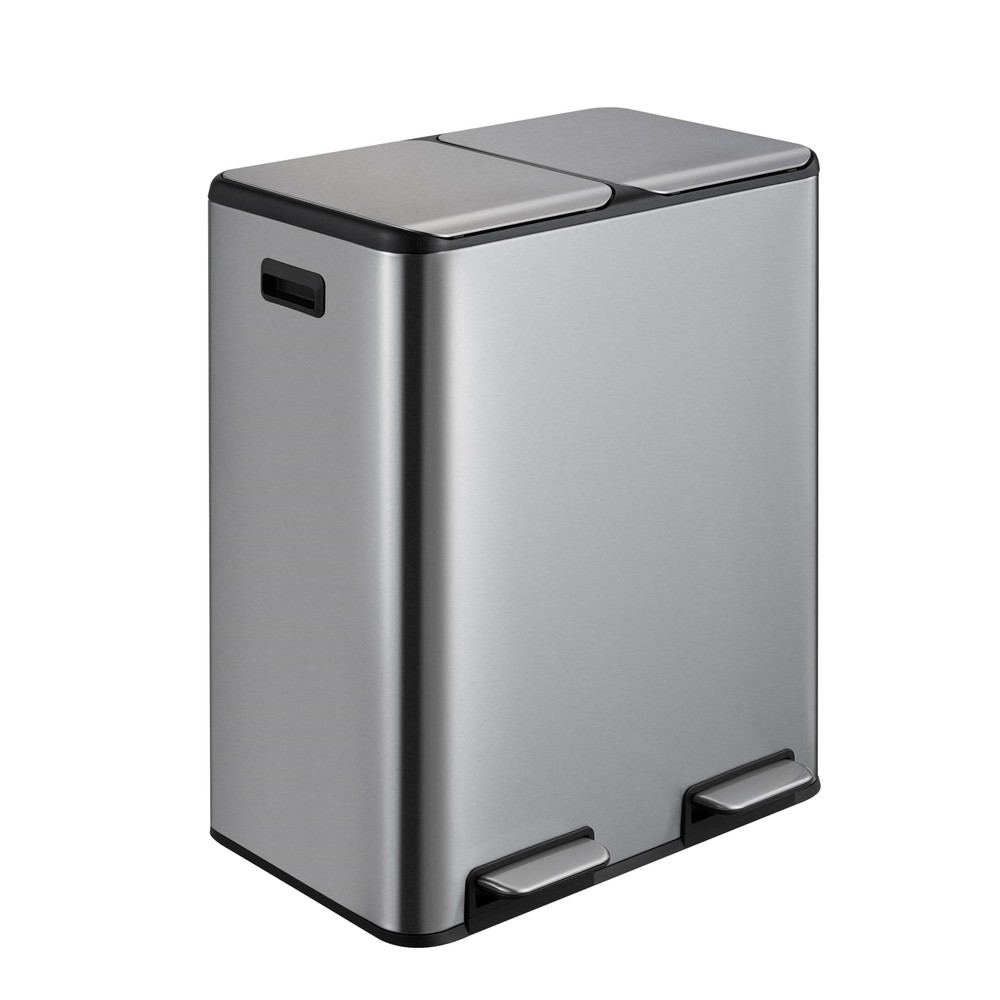60 Liter / 16 Gallon Rectangular Hands-Free Dual Compartment Recycling Kitche...