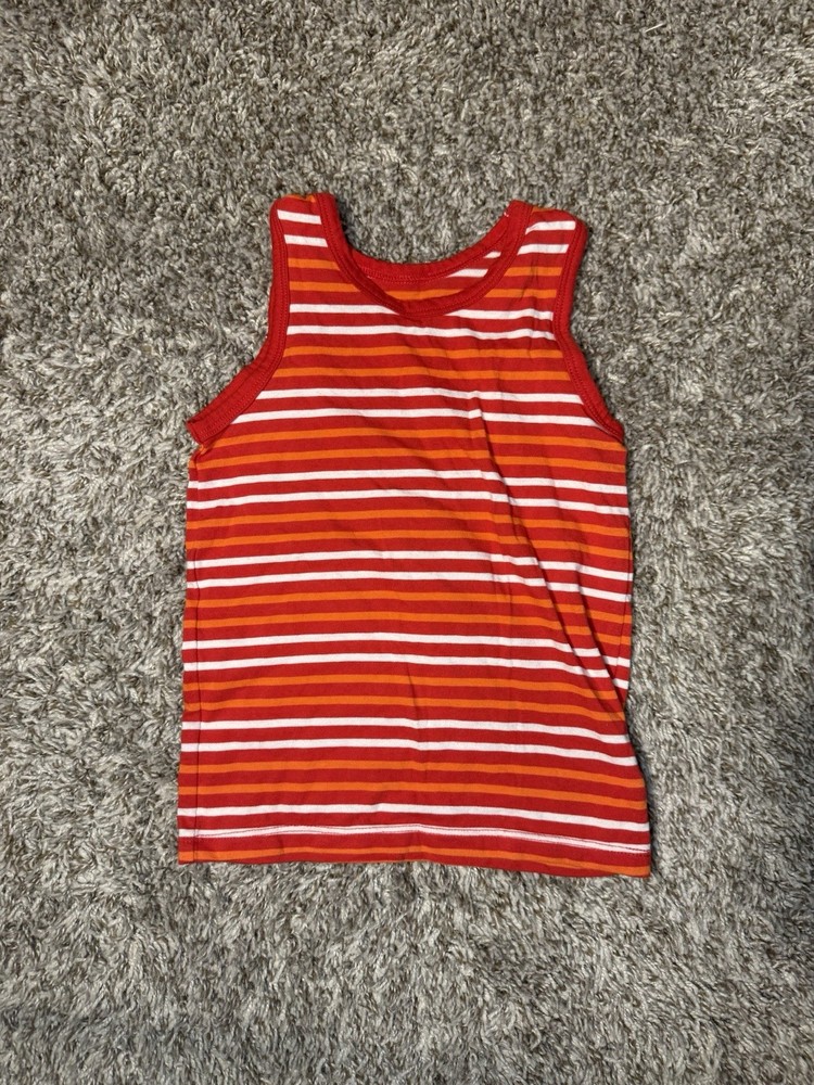 Cat & Jack Toddler Boys 2T Red Orange White Striped Tank Top Sleeveless Summer