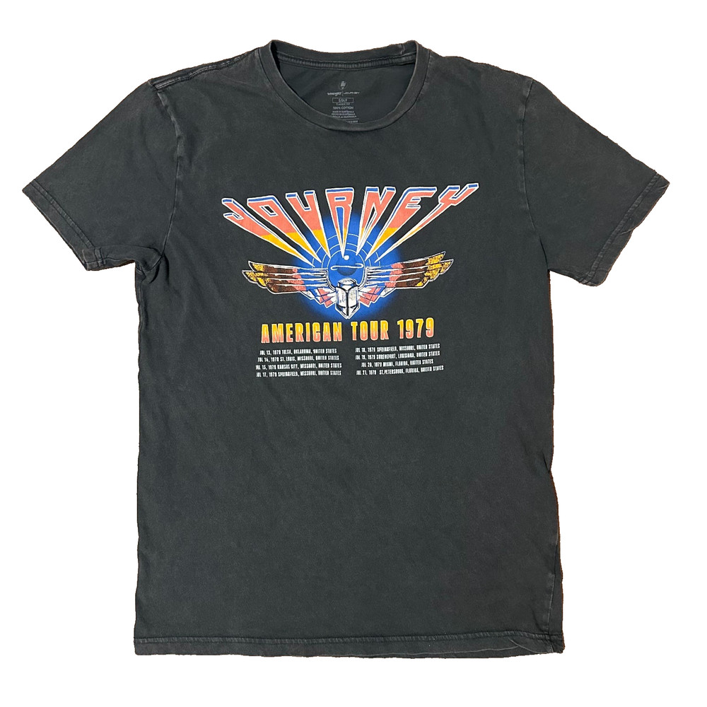 Journey American Tour 1979 Mens Short Sleeve Gray Sm Cotton Graphic Band T Shirt