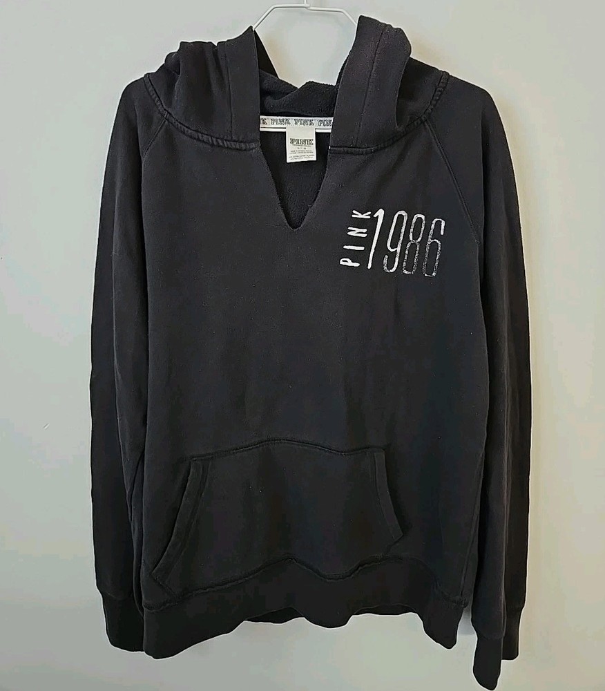 Vintage Victoria's Secret PINK 1986 Logo Lightweight Pullover ~ Black ~ Sz L