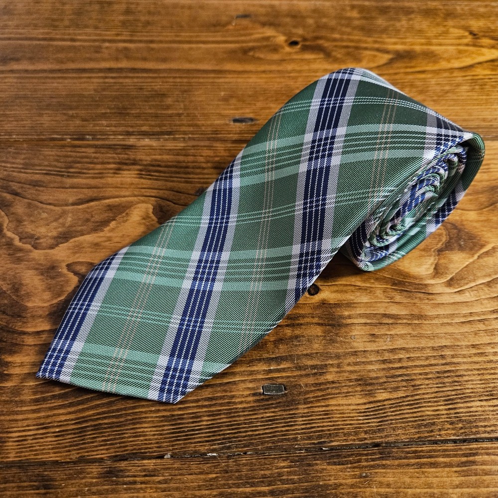 Saddlebred Green Blue Plaid Necktie Men’s Classic Tie 58