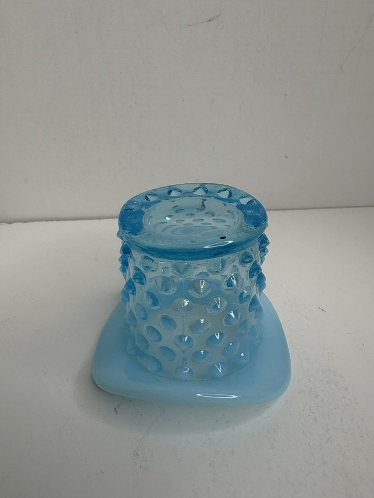 FENTON Aqua  BLUE OPALESCENT GLASS HOBNAIL 