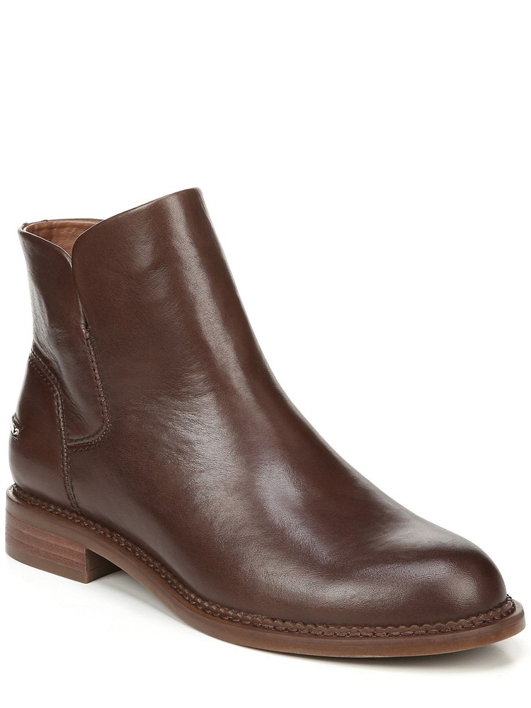 FRANCO SARTO Womens Brown Heel Notched Happily Block Heel Leather Booties 5.5 M