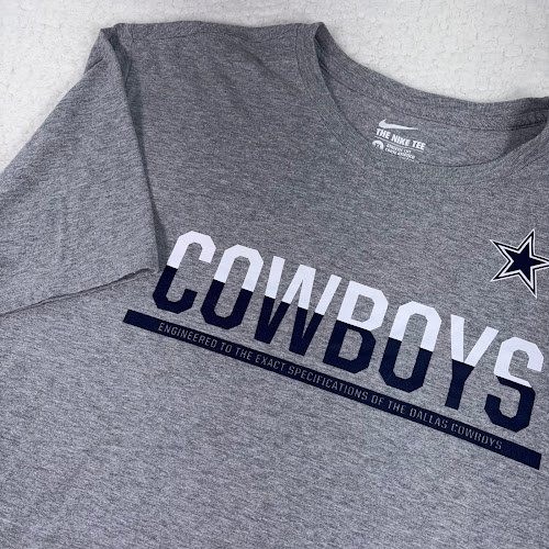 Nike Dallas Cowboys T shirt Mens XL gray Engineered Athletic Cut Tee NFL