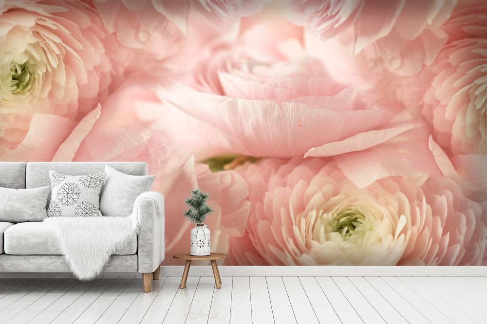3D Pink Flowers Plants Close-up Wall Murals Wallpaper Murals Wall Sticker