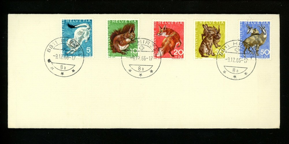 Postal History Switzerland FDC #B360-B364 Animals 1966
