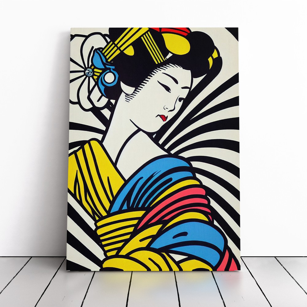 Geisha Pop Art Canvas Wall Art Print Framed Picture Dining Room Living Room