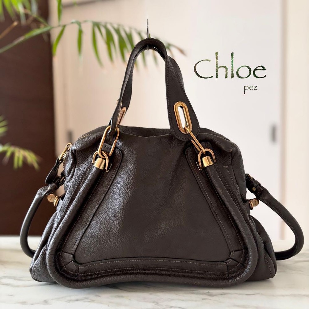 Chloé Paraty Black Leather Tote Shoulder Handbag 2-Way Authentic From Japan RIN