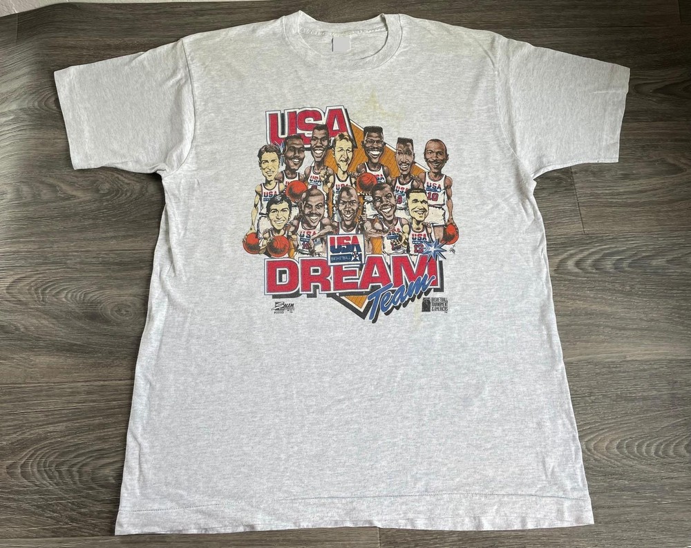 Dream Team Shirt 1992 Vintage Rare 90_s Caricature Tshirt S-3XL Fastship