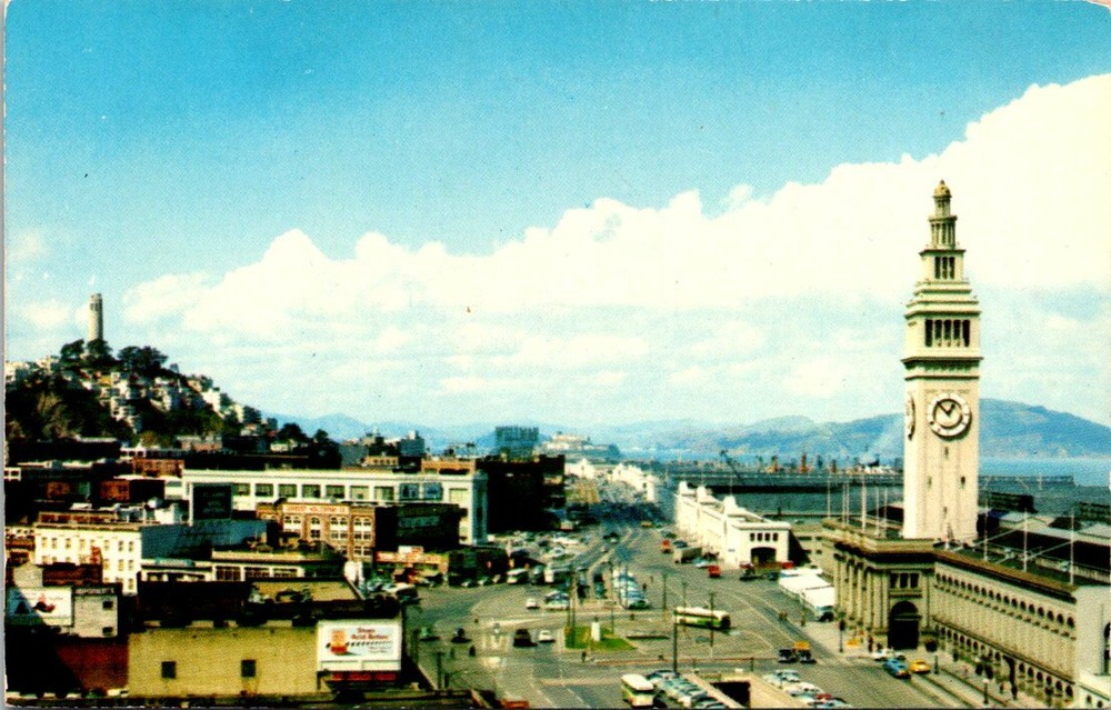 1950s Panoramic View of Embarcadero San Francisco California Vintage Postcard