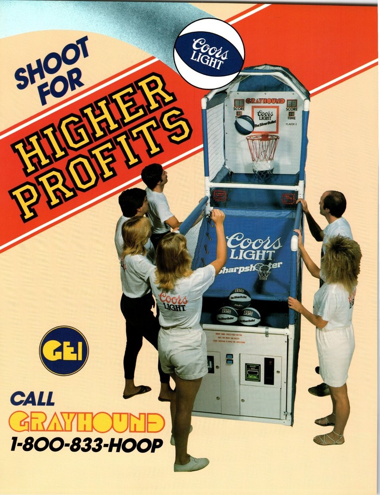Coors Light Vintage Basketball Arcade Game Retro Boardwalk Amusements Flyer