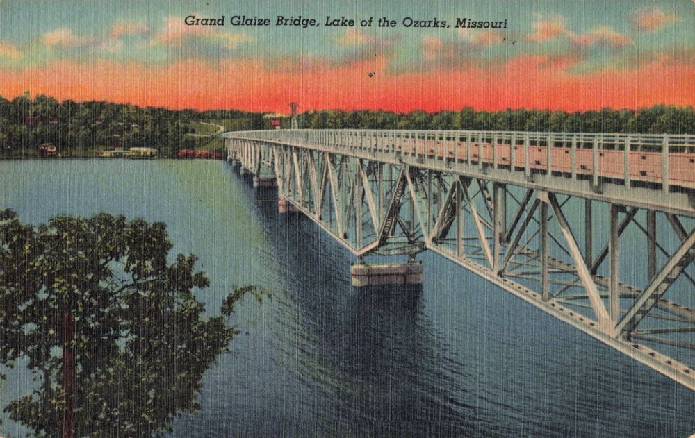 Lake of the Ozarks MO Missouri, Grand Glaize Bridge, Vintage Postcard