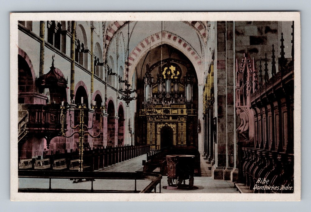 Denmark- Ribe Cathedral Interior Souvenir Postal Old Card View Vintage Postcard