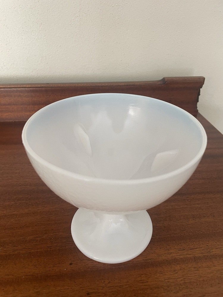 Vintage Round Milk Glass Planter/candy Dish Vase 5” Pedestal White Flower Holder