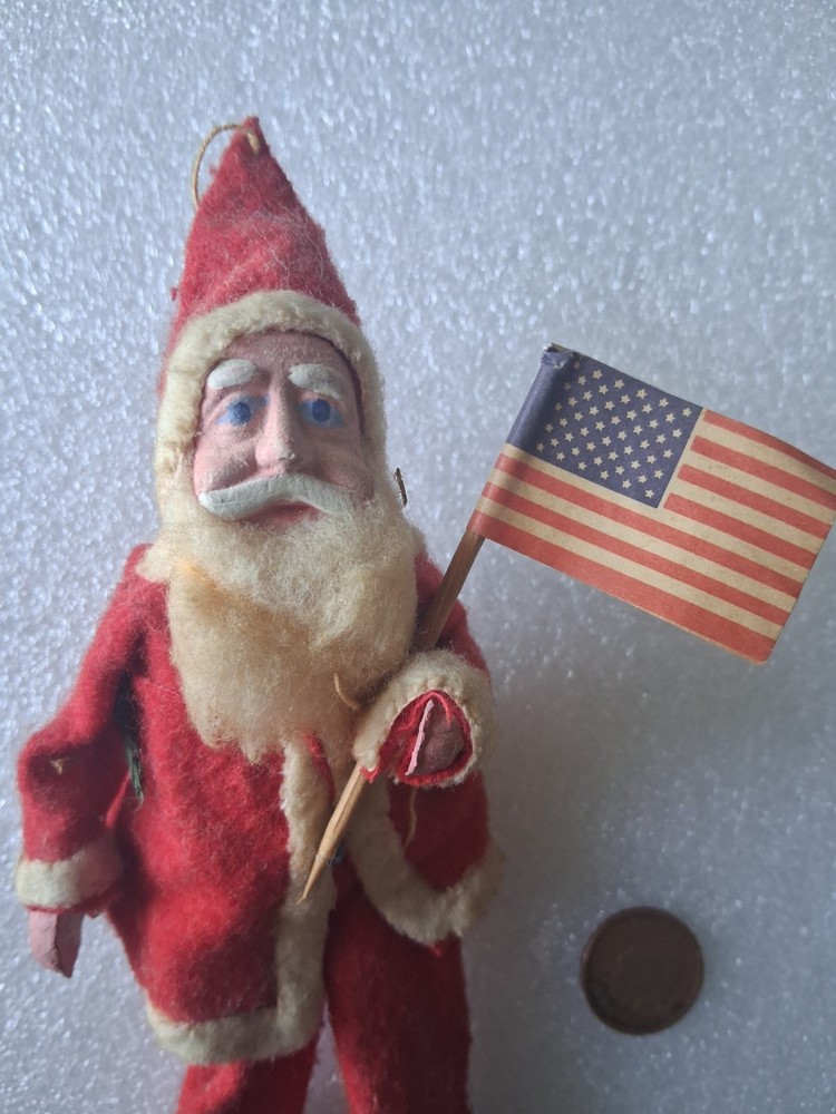 Vintage   `GERMAN     SANTA   Christmas  PUTZ   Figure   CLAY FACE