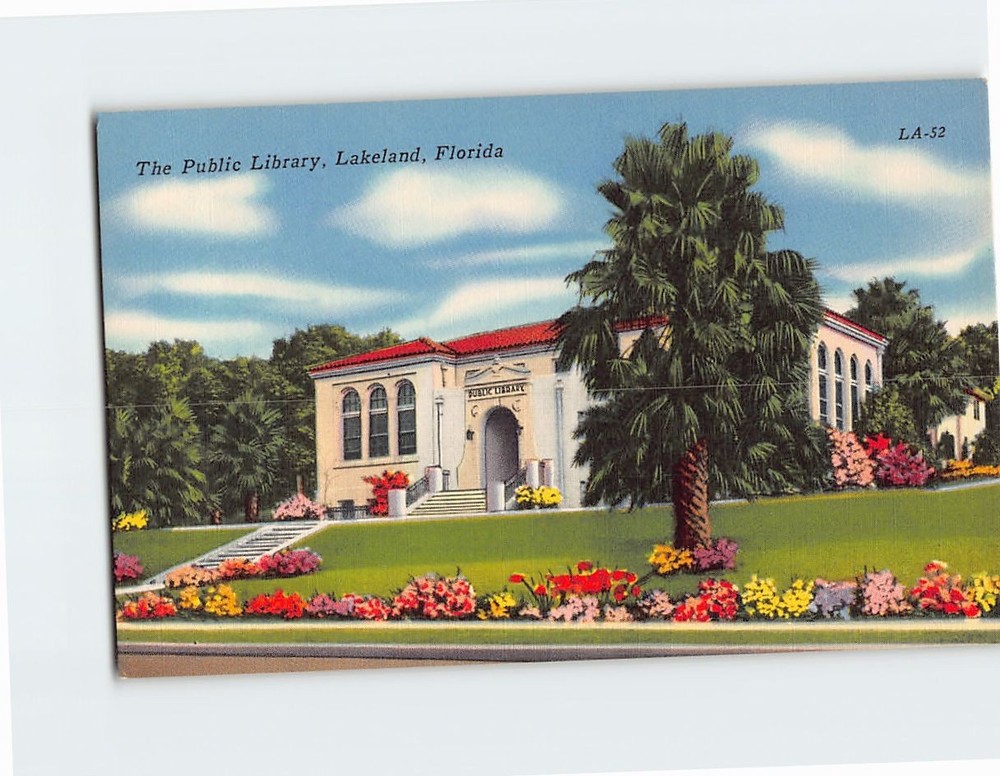 Postcard The Public Library Lakeland Florida USA