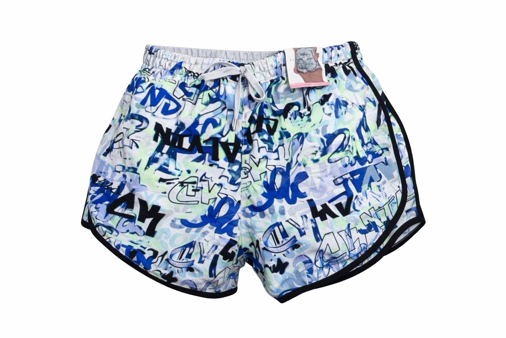 Calvin Klein Women Shorts Small Graffiti Print Athletic Lounge S Running Sporty