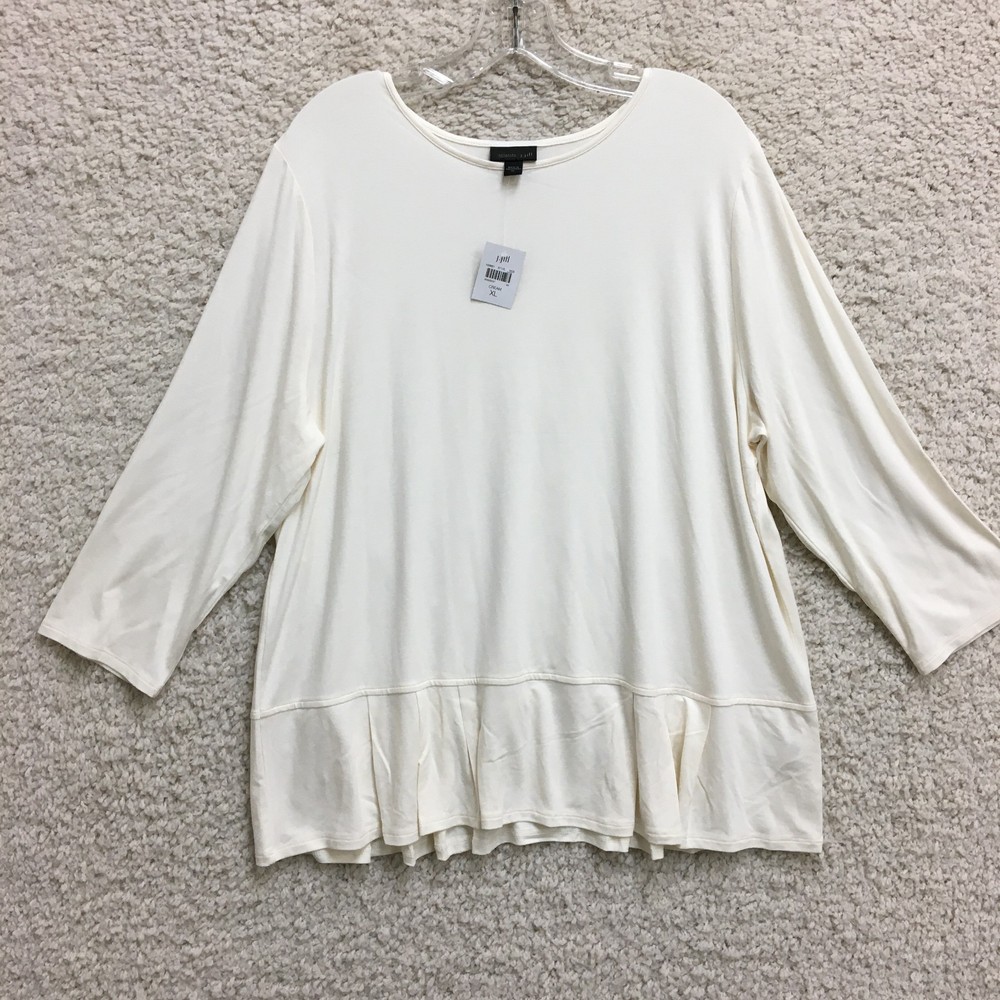 NEW J Jill Top Shirt Extra Large Adult Beige Wearever Collection Tunic Tee Women
