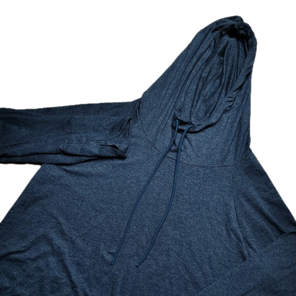 ATHLETA Uptempo Hoodie Large Sweatshirt Teal Heathered Thumb Hole Active Leisure
